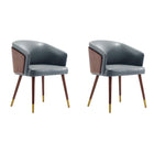 Manhattan Comfort - Lot de 2 chaises de salle à manger modernes Reeva 59 cm, revêtement similicuir, noyer et gris graphite-Chaise de salle à manger moderne pour salle à manger et usage de travail lot de 2