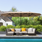 Outsunny - Parasol de patio double face - 174 po - kaki-Grande toile pour une protection optimale, aérations supérieures pour éviter l'accumulation de vent