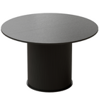 HOMCOM - Table à manger ronde 47 po avec base à piédestal cannelé pour 4-6 personnes - grain de bois noir-Comprend une base cylindrique cannelée unique, créant un point focal visuel moderne 