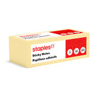Staples − Feuillets autocollants Stickies recyclés − 1 3/8 po x 1 7/8 po − jaune − paquet de 12-Feuillets adhésifs de haute qualité conçus pour les messages rapides, les rappels ou les corrections