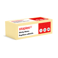 Staples − Feuillets autocollants Stickies recyclés − 1 3/8 po x 1 7/8 po − jaune − paquet de 12-Feuillets adhésifs de haute qualité conçus pour les messages rapides, les rappels ou les corrections