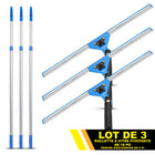 Gritt Commercial - Ensemble de nettoyage de vitres - Raclette pivotante de 18 po pour fenêtres - Perche télescopique de 6 pi - Lot de 3-Les outils se fixent facilement au manche télescopique inclus de 6 pi