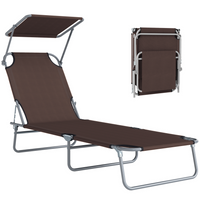 Outsunny - Chaise longue d’extérieur - chaise longue pliante réglable - brun-Convient pour les parcs extérieurs, jardins, terrasses, bords de piscine, vérandas, plages et plus encore