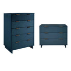 Manhattan Comfort Granville Modern Dresser and Chest Set - Midnight Blue-Modern-Contemporary with a taste of Glam Bedroom Dresser Set. Includes 1 Chest and 1 Standard Dresser.