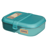 Sistema - Boîte bento, contient du plastique recyclé provenant de l'océan - 1,1 L - bleu sarcelle ou bleu assorti-Doté d'un compartiment mobile divisé pour garder vos aliments frais et séparés jusqu'à ce qu'ils soient prêts à être consommés