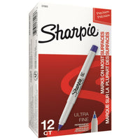 Sharpie - Marqueurs permanents − Pointe ultra fine − Bleu − Paquet de 12-Pointe précise et étroite pour un contrôle extrême