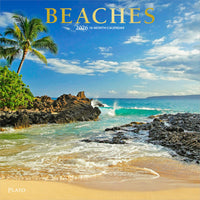 Plato - 2026 Plages Calendrier mural Suspendu Mensuel - 30,5 cm l x 61 cm H - Anglais-Photographie - Chaque mois, découvrez de superbes photographies ou œuvres d'art en couleur