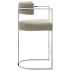 Modway - Huron Dos courbé Tissu et métal Tabouret de comptoir - Blé argenté-Glissières de plancher ajustables non marquées