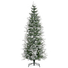 HOMCOM - Sapin de Noël artificiel 7 - 5' forme crayon enneigé-7.5ft de haut, luxuriants avec une forme de cyprès, qui donnent un aspect sain et naturel 
