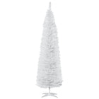HOMCOM - Sapin de Noël artificiel 7' mince - décoration de fête - blanc-L'arbre de Noël artificiel de 7 pieds de haut a un style de crayon mince 