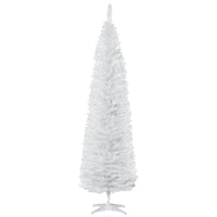 HOMCOM - Sapin de Noël artificiel 7' mince - décoration de fête - blanc-L'arbre de Noël artificiel de 7 pieds de haut a un style de crayon mince 