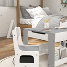 Qaba - Ensemble table et chaises pour enfants 3 pièces avec plateau de table réversible - gris-Étagère supplémentaire à côté du pied de table pour un accès facile aux livres
