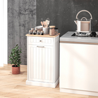 HOMCOM - Buffet bas à poubelle basculante 10 gallons avec bac caché et tiroir - blanc-Un tiroir supérieur pour d’autres petits accessoires de cuisine 