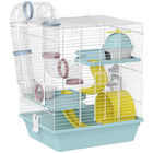 PawHut - Cage pour hamster et gerbille avec roue d'exercice et tube de jeu-Une cage à trois niveaux avec des tubes ludiques offre un espace et un divertissement sans fin 