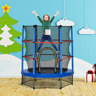 Outsunny - Trampoline pour enfants avec filet de protection - 55" de diamètre - Bleu-Fabriqué avec un cadre métallique solide et un tapis de saut en PP pour une utilisation durable 