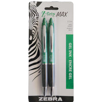 Zebra - Stylos rétractables Z-Grip Max – 0,7 mm – vert – paquet de 2-Corps larges et prises souples en caoutchouc pour plus de confort   