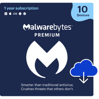 Malwarebytes Premium Bilingue - 10 appareils - Abonnement d'un an [Téléchargement]-Une adresse e-mail valide doit être fournie lors du paiement