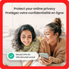 McAfee - Total Protection logiciel antivirus pour 1 appareil(Windows/Mac/Android/iOS/ChromeOS) - abonnement d'un an avec renouvellement automatique [téléchargement]-Protégez votre vie privée en ligne avec notre VPN illimité, qui veille à ce que vos renseignements personnels et vos activités restent sécurisés, notamment lorsque vous utilisez un réseau Wi-Fi public.