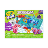 Crayola - Jeu de dissection GOO-Jeu de dissection goo crayola : comprend tout le nécessaire pour des heures de plaisir créatif avec la glu - UN grand tapis de jeu, 3 sachets de poudre à goo, 2 moules (requin-robot et cœur), 1 support à outils, lunettes 3d, ciseaux, 2 pots de rangement et 30 p'tits extras