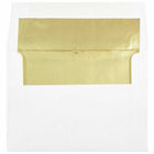 JAM Paper Enveloppes d'invitation A7 doublées d'aluminium - 5,25 x 7,25 po - Blanc avec feuille d'or - paquet de 50-Couleur : blanc avec doublure en feuille d'or, La feuille donne à l’enveloppe une brillance naturelle