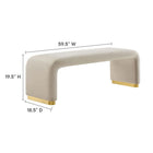 Modway - Koda Performance Velvet Banc long de la chute d’eau - Brass Almond-Conception des cascades