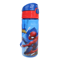 Danawares - Bouteille d'eau Marvel Spider-Man à bouchon poussoir – 500 ml-La paille se replie pour le garder propre