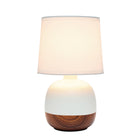 Simple Designs - Petite lampe de table du milieu du siècle - bois foncé et blanc-La lampe mesure l : 7" x l : 7" h : 12"