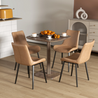 HOMCOM - table à manger carrée 27,6 po avec plateau effet bois pour 4 personnes - brun foncé-Plateau de table de 1 po d'épaisseur avec base à piédestal offrant un soutien solide pour les repas 