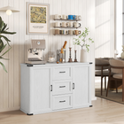 HOMCOM - Buffet moderne 47 po avec tiroirs et portes de rangement - grain de bois blanc-Finition classique en grain de bois blanc avec des accents métalliques ajoutant une touche chic à votre entrée
