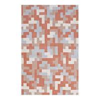 Modway - Andela Mosaïque de blocs imbriqués Tapis de 5 pi l x 8 pi L - Corail multicolore et bleu clair-Tapis en mosaïque en blocs imbriqués