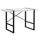 Monarch Specialties - 7313 Bureau 48 po L - Blanc/Metal Noir-Bureau d'ordinateur d'inspiration industrielle avec un dessus de bureau à panneaux épais au fini blanc
