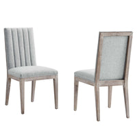 Modway - Maisonette Touffe vintage française Tissu Fauteuils d’accompagnement à manger Ensemble de 2 - Gris clair-Fauteuils d’accompagnement à touffe - Ensemble de 2