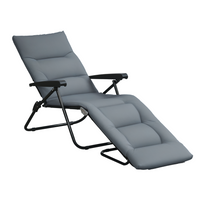 Outsunny - Chaise longue pliante avec coussin - dossier réglable - gris-Bronzez ou détendez-vous ensemble autour de la piscine