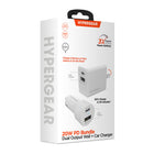 HyperGear - Chargeur voiture et mural double port USB-A/USB-C 20 W - Blanc-Technologie Power Delivery (PD)