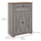 HOMCOM - Buffet de style ferme 23,6 po l avec portes de grange et tiroir - gris vieilli-Structure solide en MDF avec un revêtement en mélamine pour une plus grande stabilité 