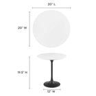 Modway - Lippa Rond de 20 po Bois Table d’appoint - Noir Blanc-Plateau en MDF