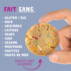 Allergy Smart - Biscuits - Gâteau d'anniversaire - 28g - 40 Pack-Farine D’avoine Sans Gluten, Sucres (cassonade*, Sirop D’érable, Sucre Inverti*, Sirop De Tapioca), Shortening Durable Du Palmier, Saupoudrage Arc-en-ciel (sucre, Huile De Palme, Palmiste, Amidon De Maïs, Jus De Betterave, Jus De Légumes, Extrait De Rocou, Extrait De Spiruline, Curcuma, Bêta-carotène, Oléorésine De Paprika, Lécithine De Tournesol, Maltodextrine, Cire De Carnauba, Gomme De Cellulose), Extrait De Vanille, Saveur Naturelle*, Poud