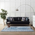Modway - Chiara Treillis floraux vieillis contemporains Tapis de 5 pi l x 8 pi L - Bleu marocain-Protéger les planchers de la circulation ou des meubles