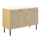 Modway - Chaucer 48" Meuble de salle de bain à double lavabo - Oak White-MDF et panneau de particules