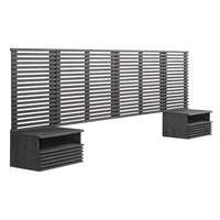 Modway - Render Fixation murale Tête de lit King et tables de chevet modernes - Fusain-Ensemble de tête de lit et de table de nuit