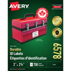 Avery 6578 Étiquettes d'identification durables blanches, laser, 2-5/8" x 2", 750/pqt-Parfaites pour les applications difficiles