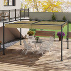 Outsunny - Pergola de patio avec auvent rétractable - 13 pi x 10 pi - kaki-Auvent coulissant rétractable facile permettant de contrôler efficacement la zone d'ombrage en tirant sur la bande 