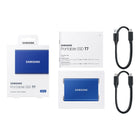 Samsung T7 500Go USB 3.2 Gen. 2 Disque SSD Portatif - Bleu-C'est entouré dâ'un boîtier métallique qui protège les données contre les chutes allant jusqu'à 6 mètres