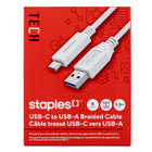 Staples - TECH Câble de chargement USB-C vers USB-A - 3,3 pi - blanc-Câble de chargement USB-C vers USB-A de 3,3 pi (1 m) qui transfère les données à des vitesses allant jusqu’à 5 Gb/s