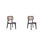 Manhattan Comfort - Lot de 2 chaises de salle à manger Versailles 18,5 po style industriel chic - noir et cannage naturel-Moderne - Chaise de salle à manger chic en rotin parfaite pour une utilisation dans la salle à manger Lot de 2