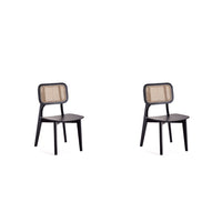 Manhattan Comfort - Lot de 2 chaises de salle à manger Versailles 18,5 po style industriel chic - noir et cannage naturel-Moderne - Chaise de salle à manger chic en rotin parfaite pour une utilisation dans la salle à manger Lot de 2
