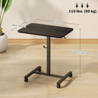 HOMCOM - Bureau debout à hauteur réglable pneumatique avec roulettes - grain de bois noir-Structure en métal avec revêtement en poudre pour une solidité accrue