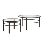 Hudson&Canal - Table basse ronde gigogne Gaia - Bronze noirci-La plus grande table mesure 91 cm de diamètre et 47 cm de hauteur, la plus petite mesure 68 cm de diamètre et 41 cm de hauteur