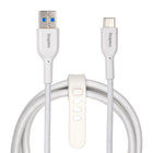 Staples - TECH Câble de chargement USB-C vers USB-A - 3,3 pi - blanc-Câble tressé pour une durabilité accrue et la prévention des enchevêtrements