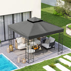 Outsunny - Toile de remplacement pour gazebo 10 pi L x 10 pi l avec trous de drainage, 370g/㎡, UPF30+, COUVERTURE SUPÉRIEURE SEULEMENT, gris foncé-Tissu en polyester enduit, épais et résistant, offre une protection UPF30+
